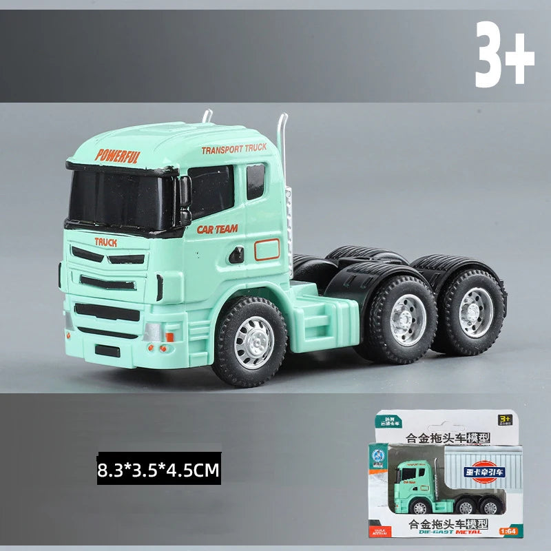 1:64 Flat trailer set engineering vehicle double decker container truck