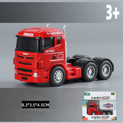 1:64 Flat trailer set engineering vehicle double decker container truck