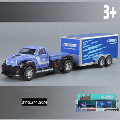 1:64 Flat trailer set engineering vehicle double decker container truck