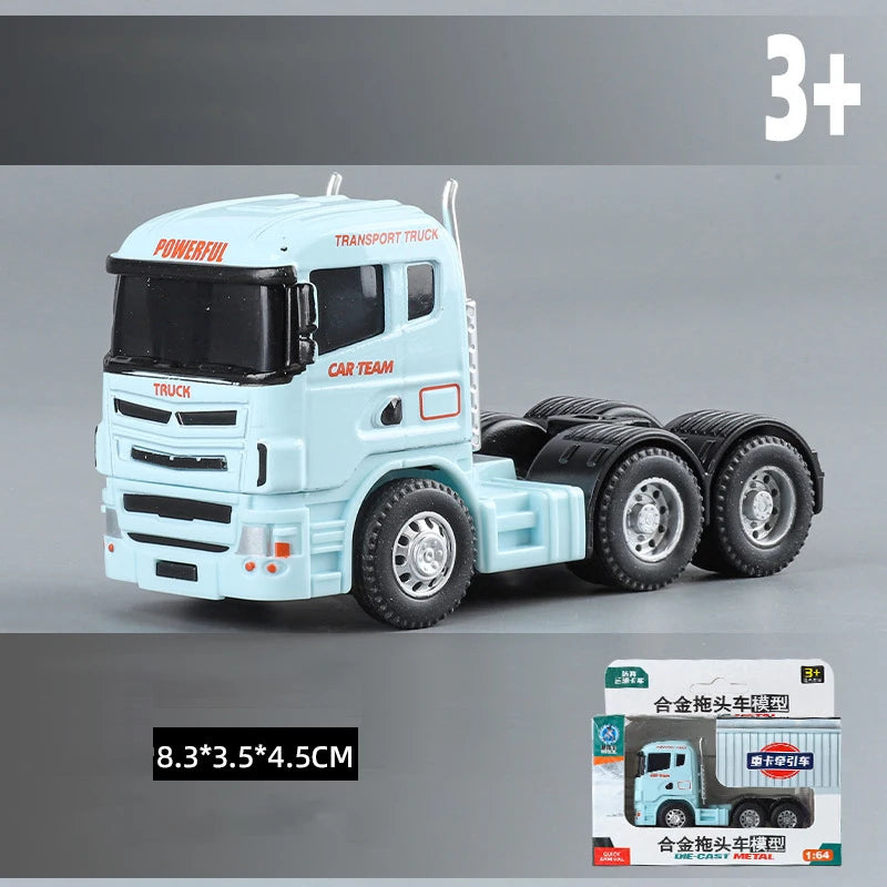 1:64 Flat trailer set engineering vehicle double decker container truck